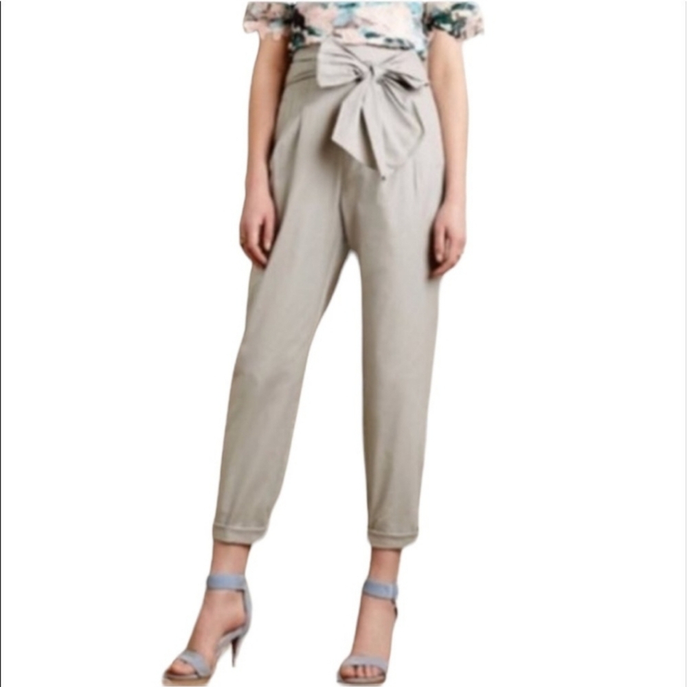 Anthropologie Cartonnier High Waisted Paperback Bow Sash Tie Belt Cropped Size 6 - Picture 2 of 13